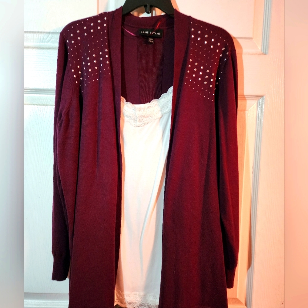 Lane Bryant cardigan with cami